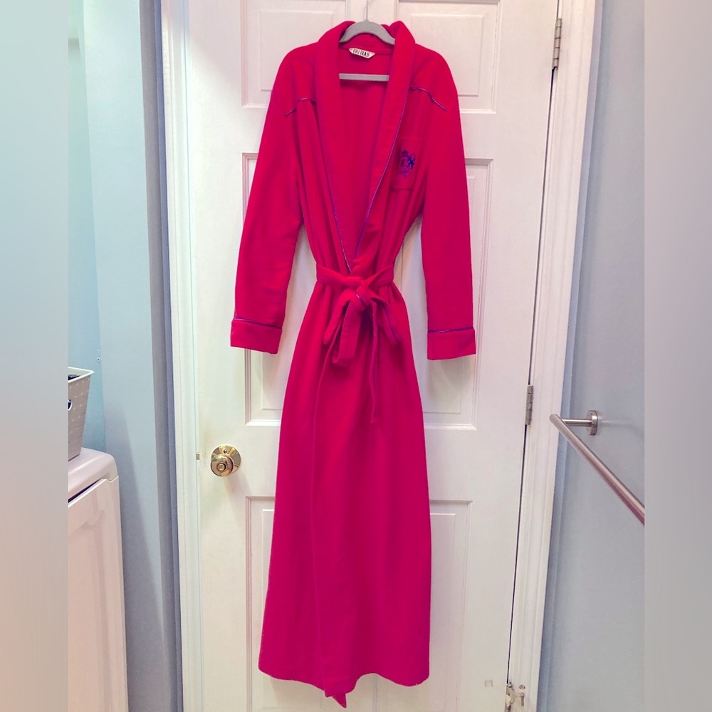 Vintage Bill Blass Robe, Pink and Purple, Crest Logo Retro 80s 90s Bright